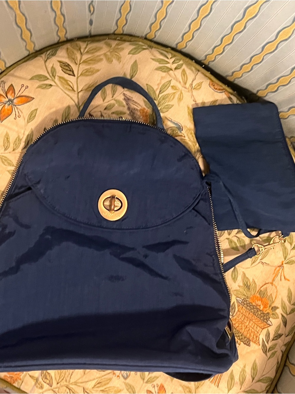 Baggallini Navy Convertible Backpack with Gold Turn-Lock - Picture 9 of 11